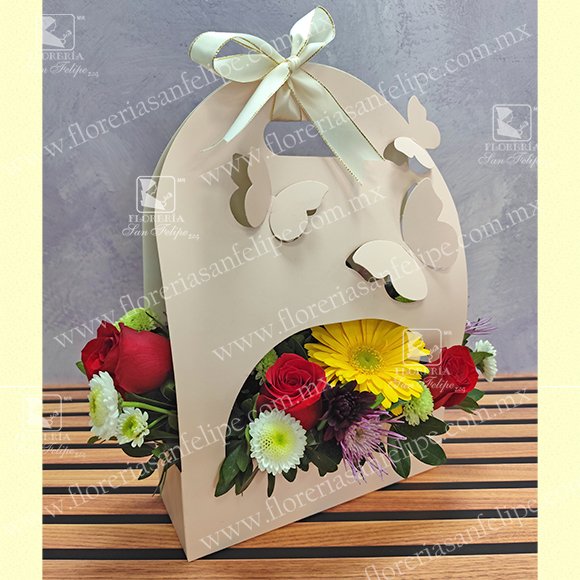 Bolsita Con Rosas, Gerberas y Margaritas