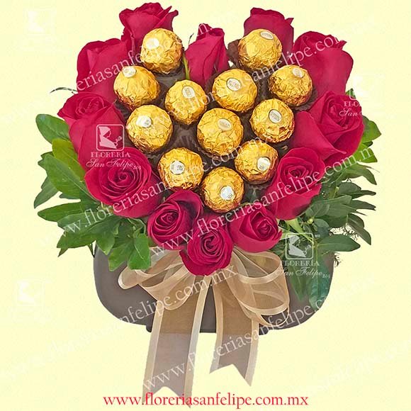 Corazón con Ferrero y Rosas